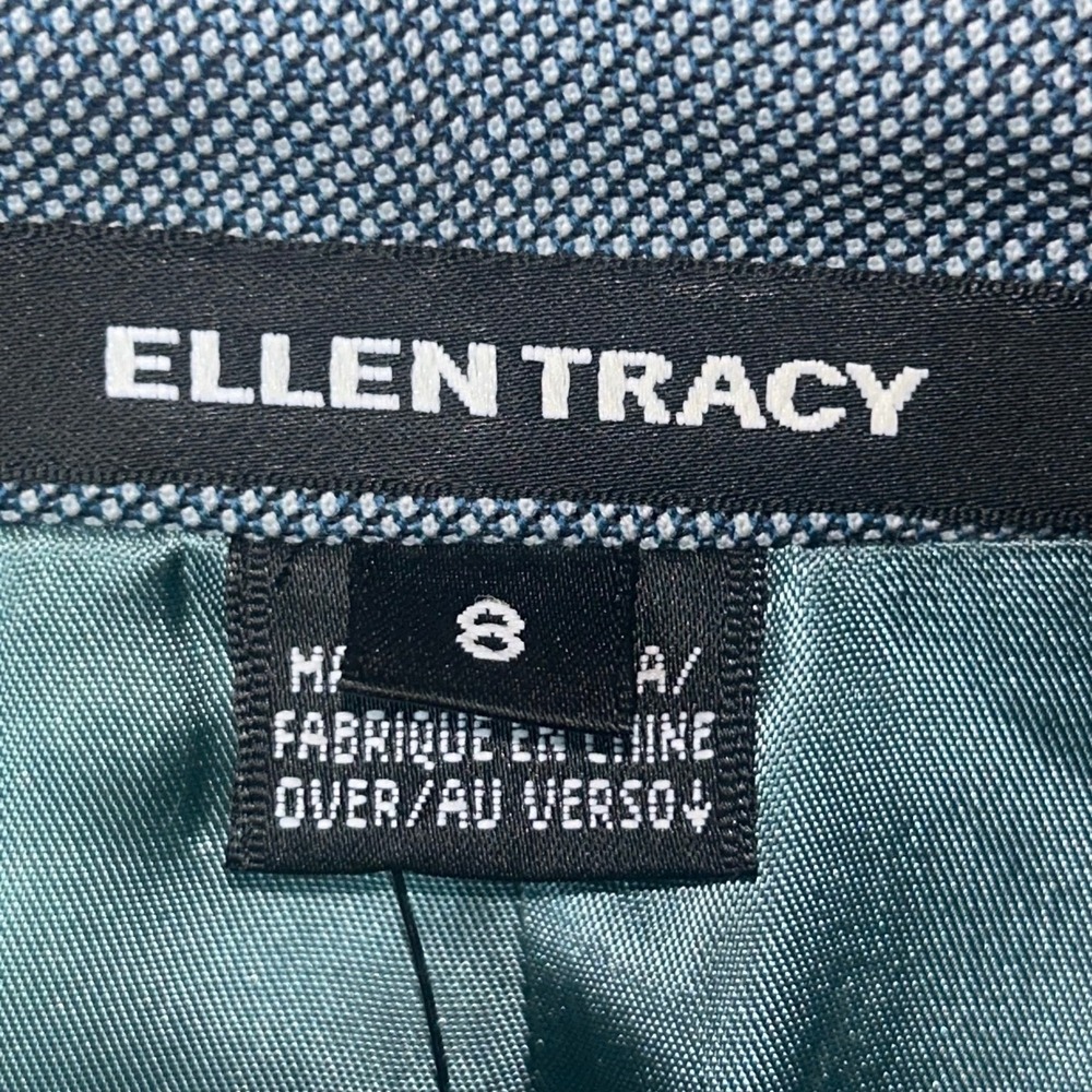 New Ellen Tracy Wool Blazer Womens 8 Blue Lapis NWT Tailored Jacket 20x23 $498 - Picture 5 of 16